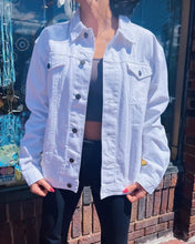 Load image into Gallery viewer, White Enchanting Mushroom Metaphysical Denim Jacket