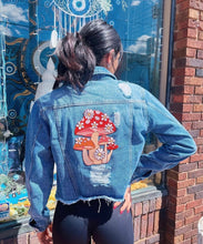 Load image into Gallery viewer, Blue Enchanting Mushroom Metaphysical Denim Jacket
