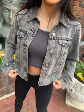 Load image into Gallery viewer, Grey Metaphysical Denim Jacket With Butterfly