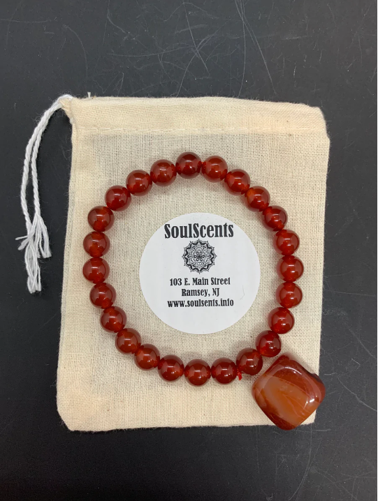 Carnelian Beaded Stretch Crystal Bracelets