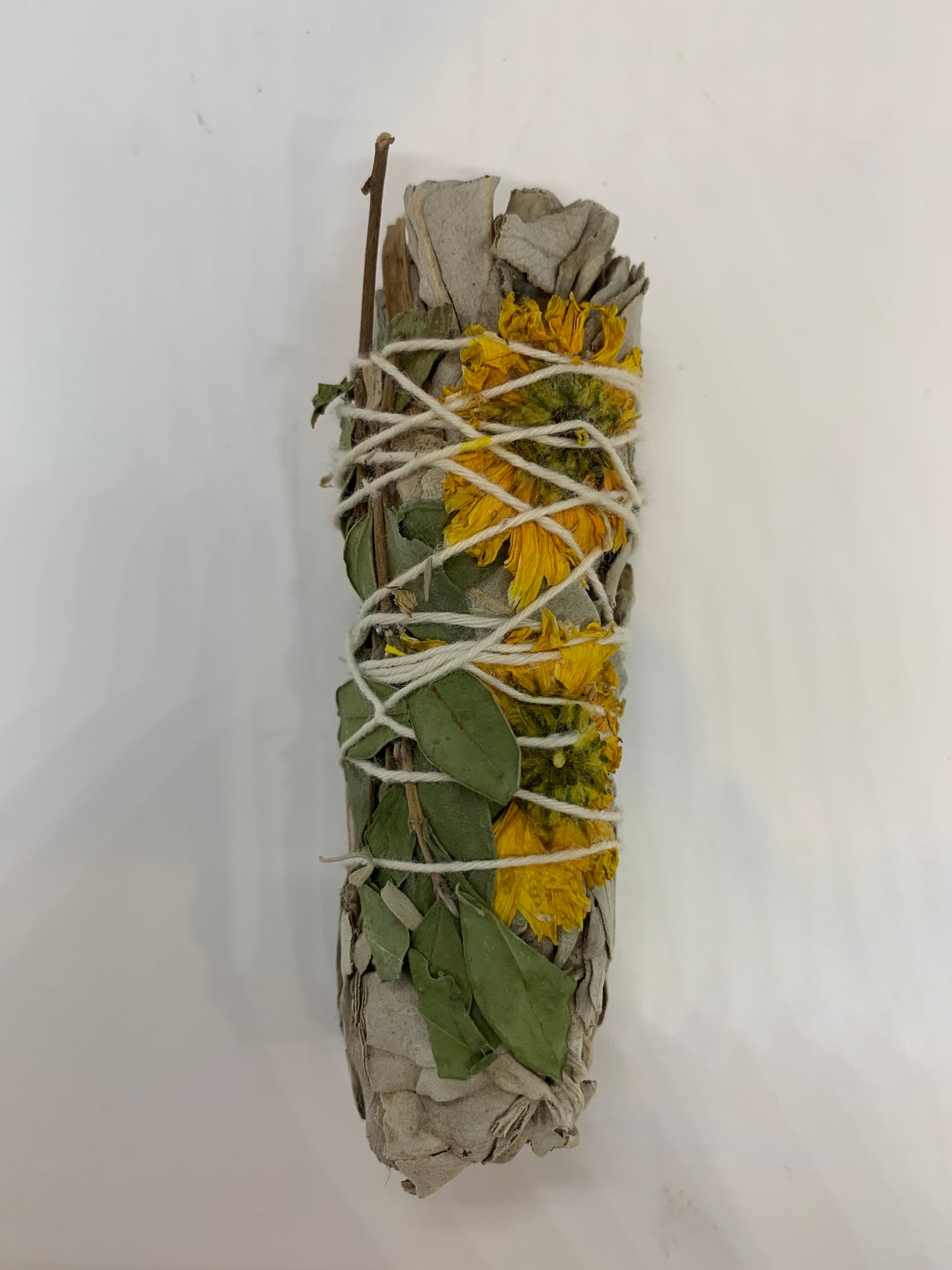 WHITE SAGE WITH YELLOW FLORAL PETALS