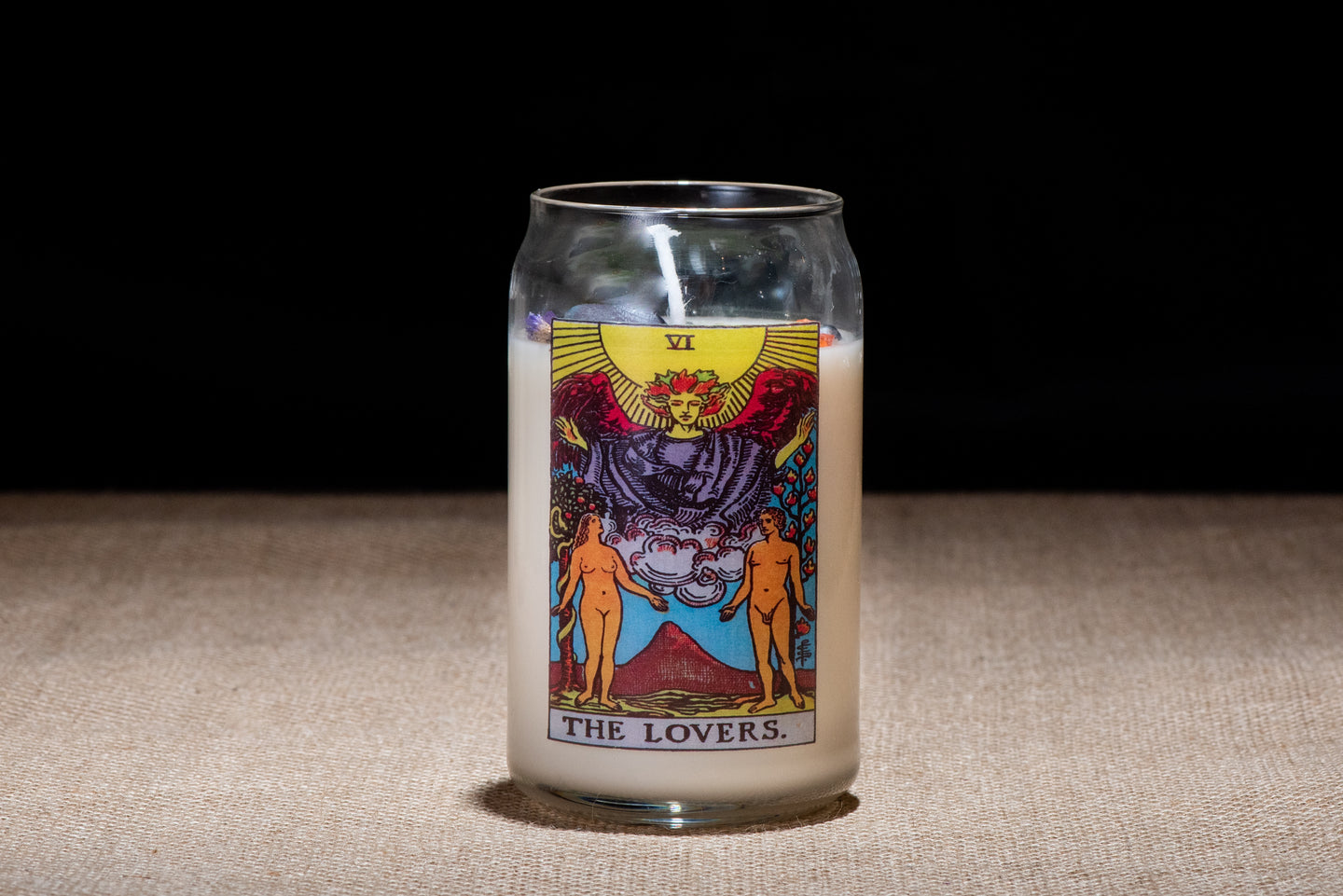 The Lovers Tarot Card Crystal Infused Candle