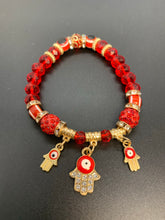 Load image into Gallery viewer, Evil Eye and Hamsa Stretch Bracelet
